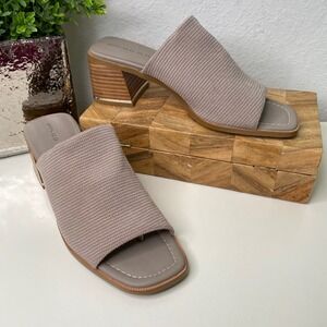 Donald Pliner Haze Taupe Knit Square Toe Block Heel‎ Slide Sandals Size 10